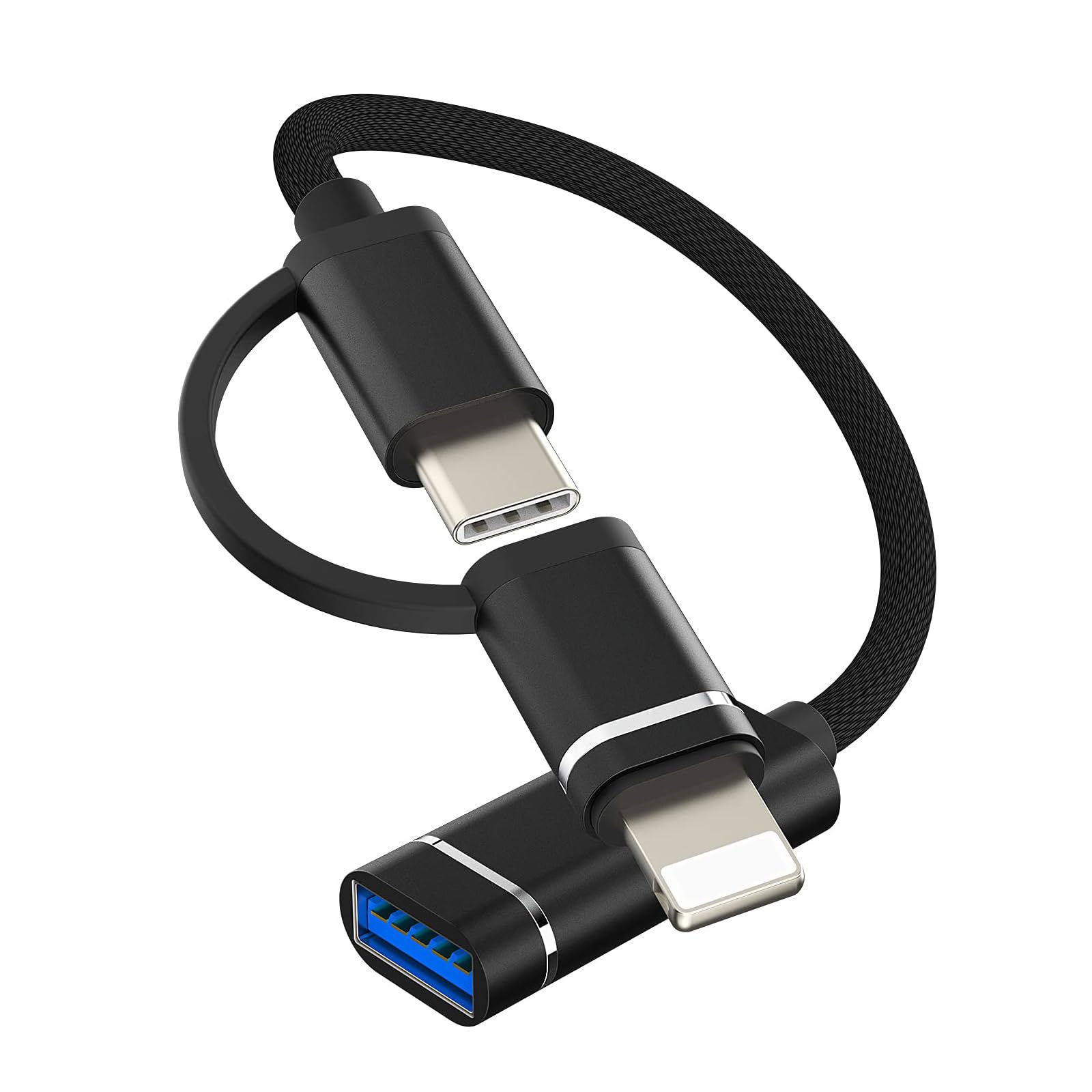Verilux USB OTG Cable Adapter for iPhone USB A Female to Light-ning/USB C Male Flash Drive Connector Flash Drive Adapter for iPhone, Ipad, More Type C Devices Verilux USB OTG Cable Adapter for iPhone USB A Female to Light-ning/USB C Male Flash Drive Connector Flash Drive Adapter for iPhone, Ipad, More Type C Devices
